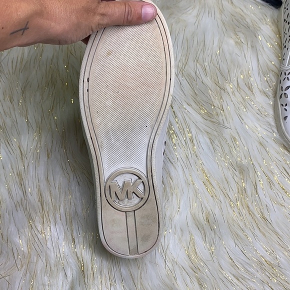 Michael Kors - White Leather Loafer with Silver 6 - Picture 7 of 13